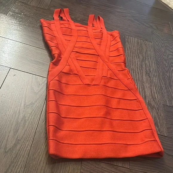 strapless open back dress S/S 1993 Orange Bandage Mini Dress